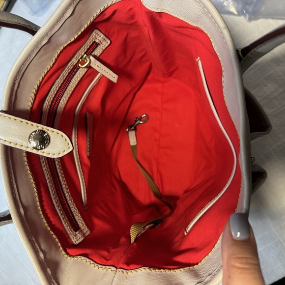 Dooney & Bourke Florentine Vacchetta Small Pocket Satchel Gray Italian Leather - Picture 14 of 16